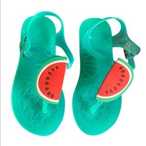 NWOT Girls Jelly Watermelon Summer Thong Turquoise Sandals Size 9
